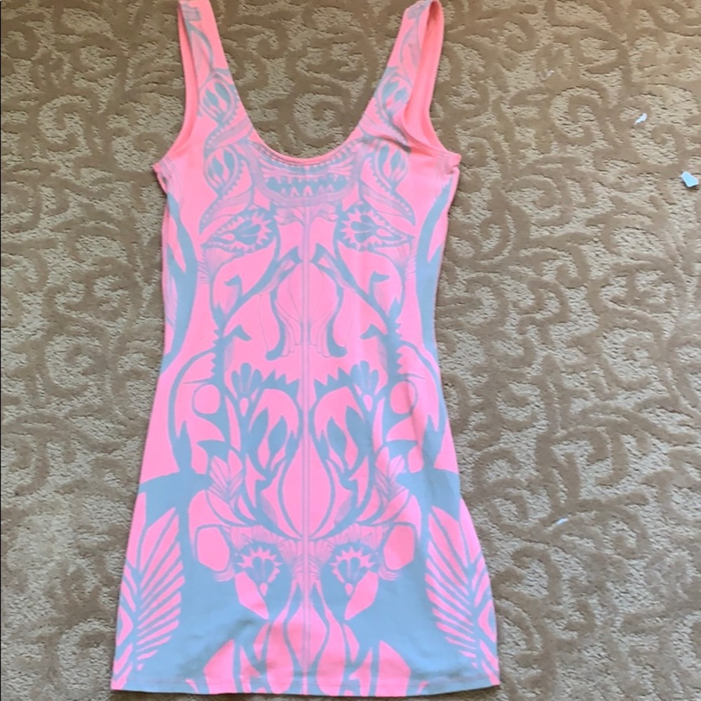 free people coral pink tank top dress low back.
